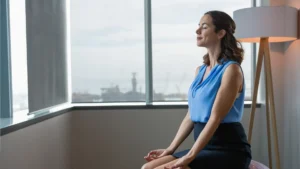 Woman practicing 6 easy techniques to calm your busy mind
