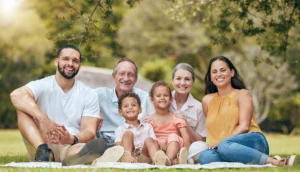 How Family Helps You Move Forward. Photo of multigenerational happy family.